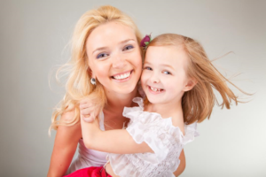 Happy mother and daughter