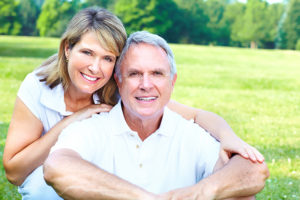 Old couple smiling together