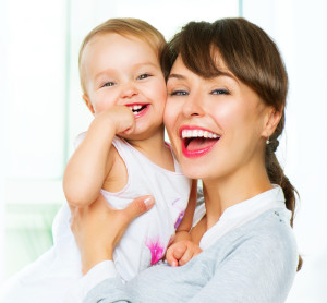 Mother and Baby playing at home