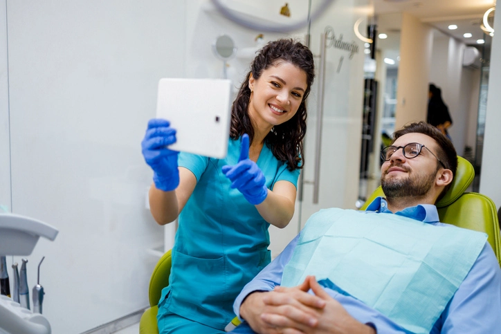 Dentist Discussing Cosmetic Options with Patient During a Consultation in Arlington Heights, IL